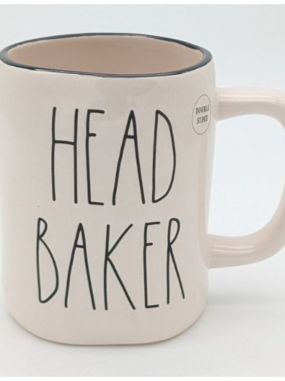 RAE DUNN " HEAD BAKER " DOUBLE SIDED MUG, holds 20 ozs. Beautiful! And Fun!